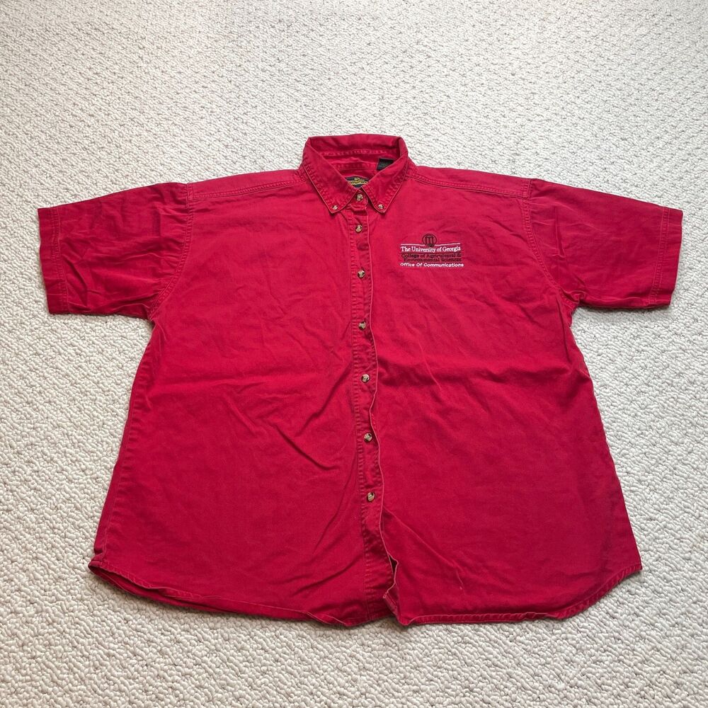 Blue Generation Shirt Ladies XXL Red University of Georgia Short Sleeve Button